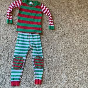 Hanna Anderson green red white stripe pajamas 4T
